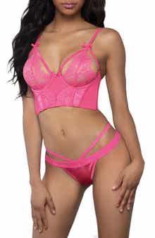 Seven ‘til Midnight Satin & Lace Underwire Longline Bra & Thong Set