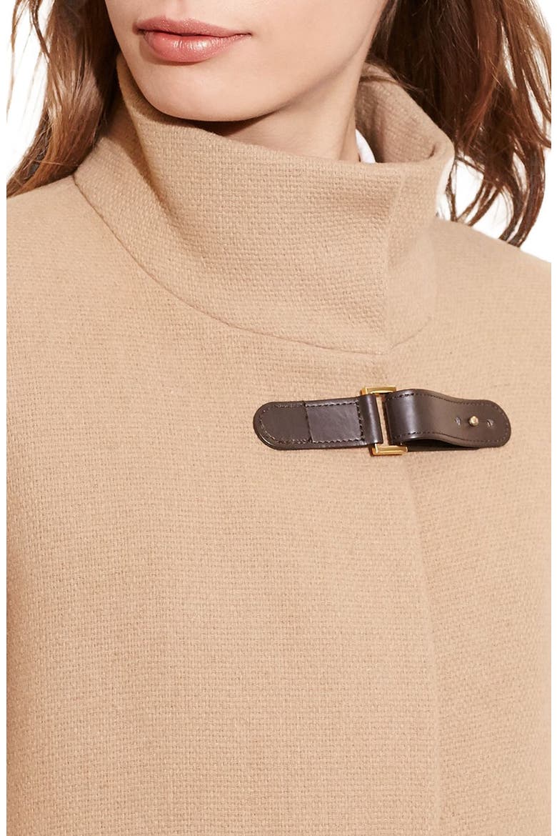 Funnel Neck Wool Coat, Alternate, color, CAMEL