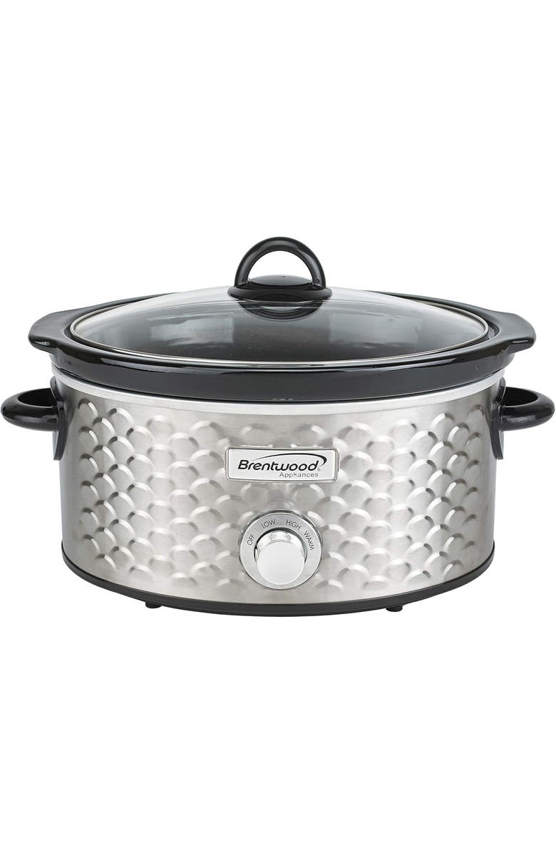 Brentwood Slow Cooker Scallop Pattern, Main, color, Stainless Steel