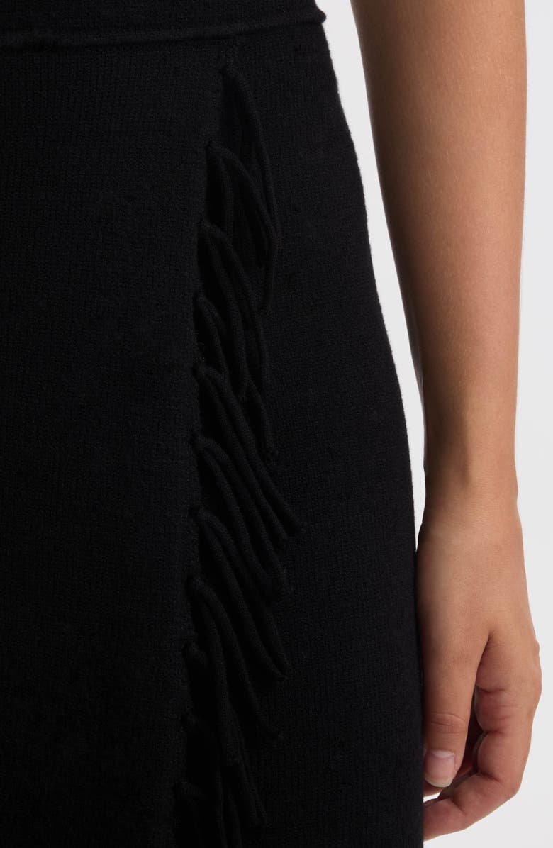 Ellen Tracy Fringe Trim Sleeveless Sheath Dress, Alternate, color, Black