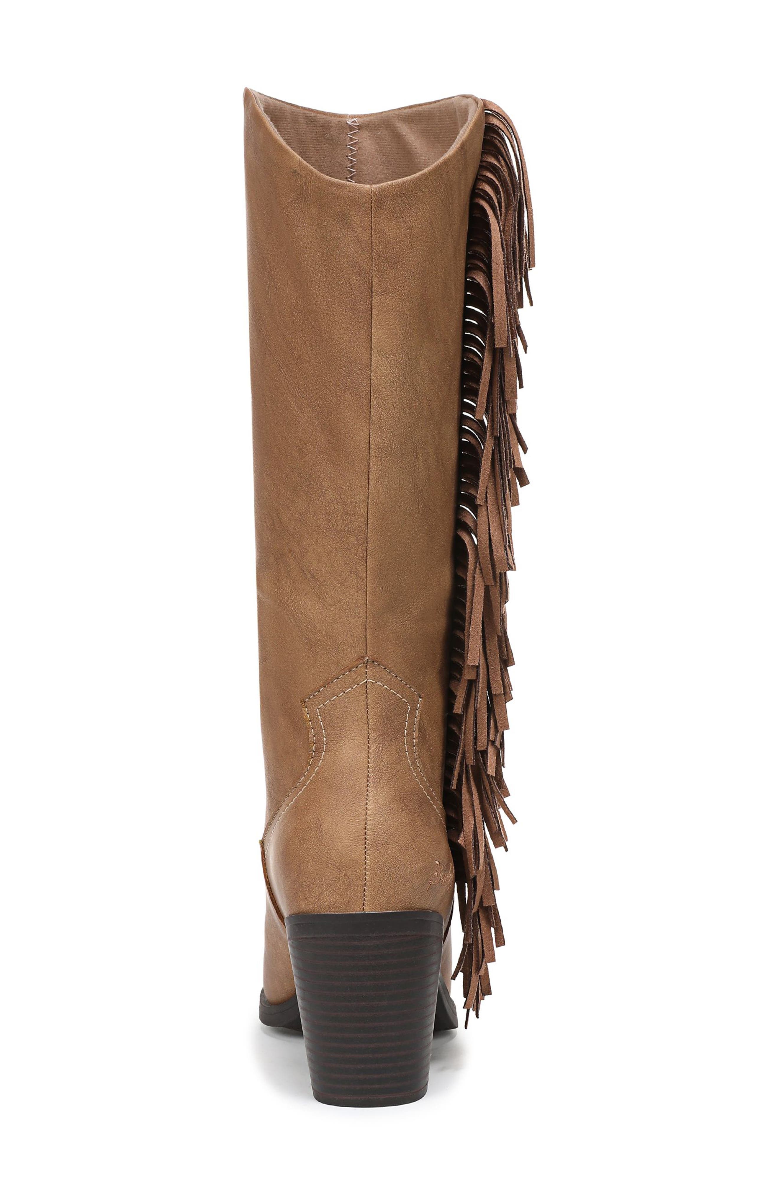 Criss 2 Fringe Knee High Boot, Alternate, color, TAN FAUX NUBUCK