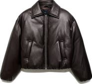 MANGO Faux Leather Bomber Jacket