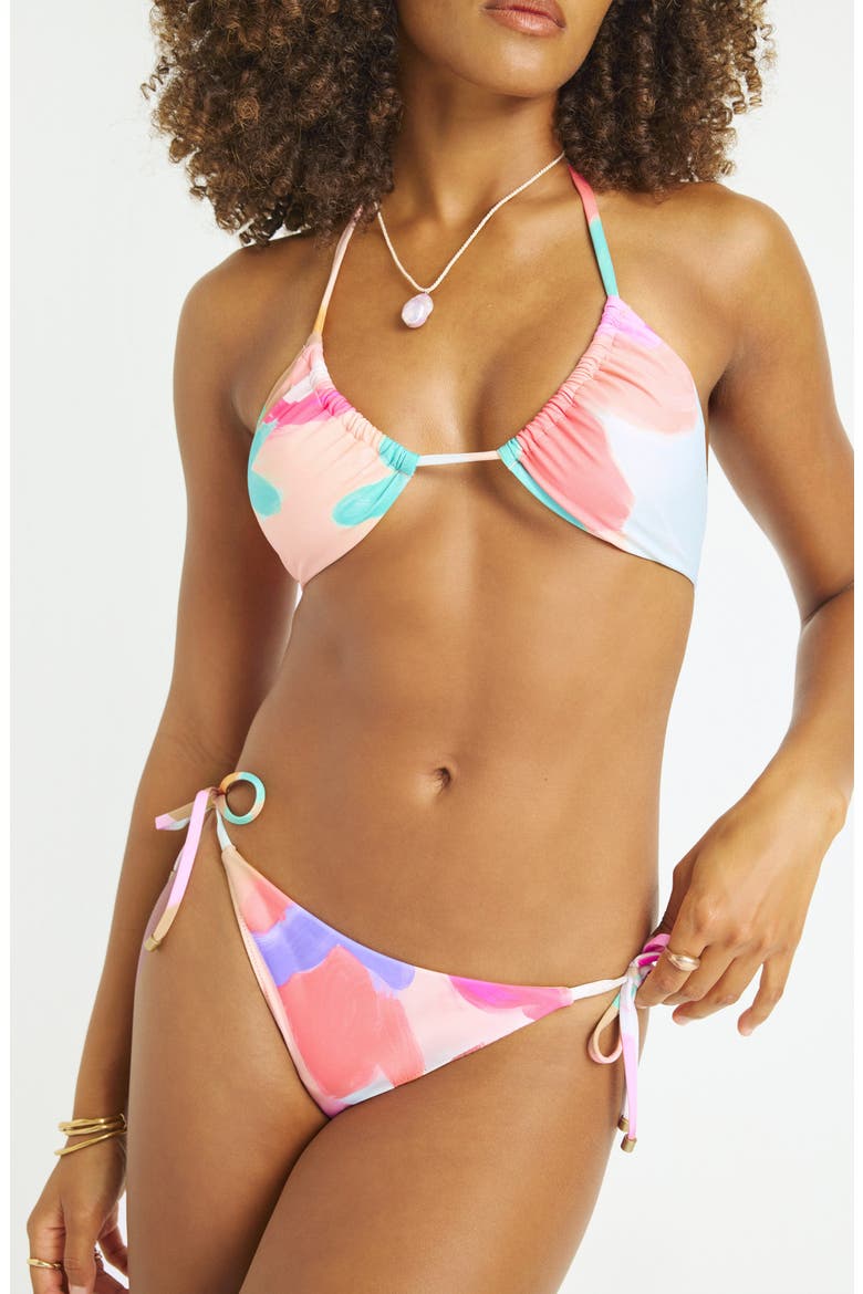 Elle Side Tie Bikini Bottoms, Alternate, color, IN BLOOM COLOBLOCK