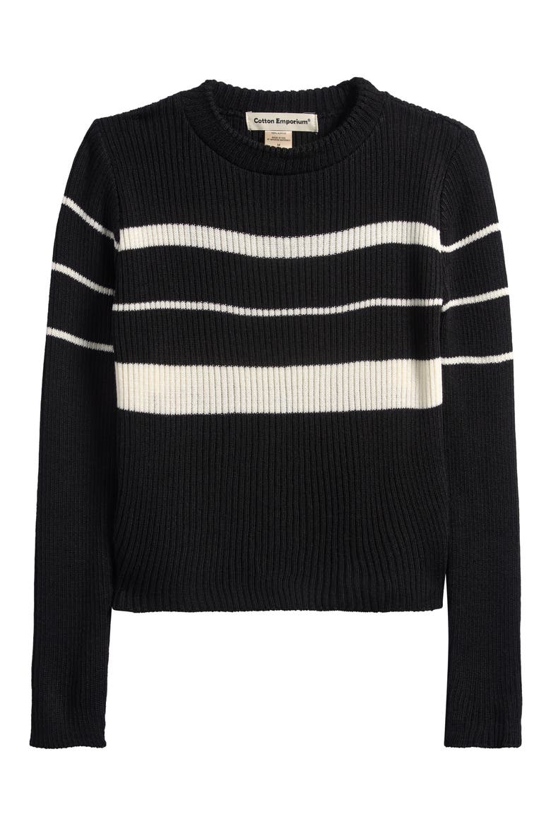 Kids' Stripe Crewneck Sweater, Main, color, BLACK