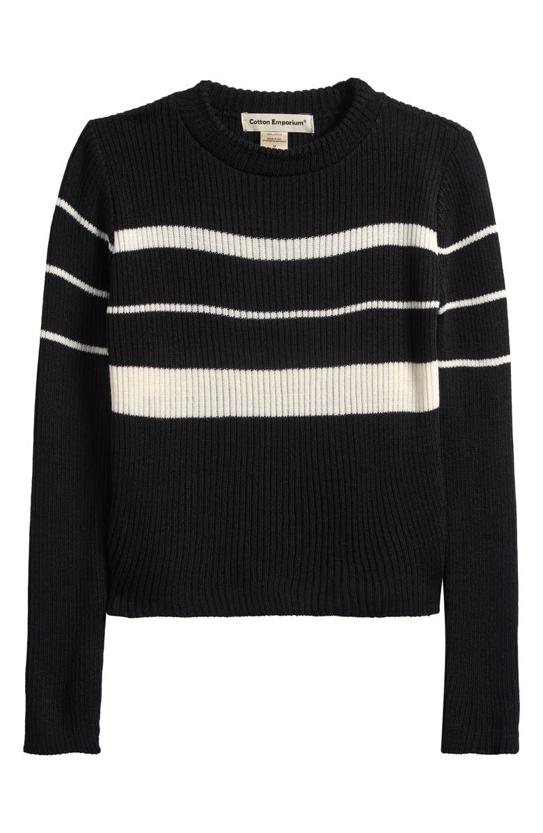 Cotton Emporium Kids' Stripe Crewneck Sweater, Main, color, Black