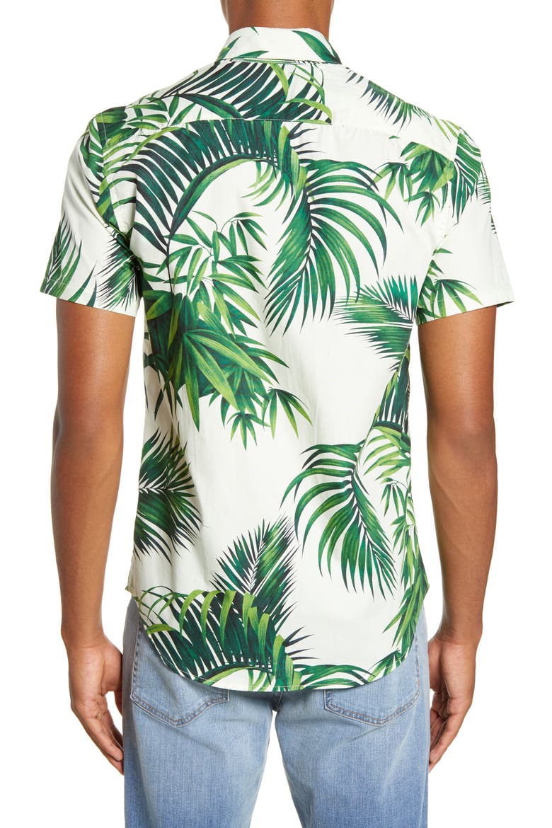 Havana Palms BBQ Short Sleeve Button-Down Shirt, Alternate, color, IVORY / GREEN