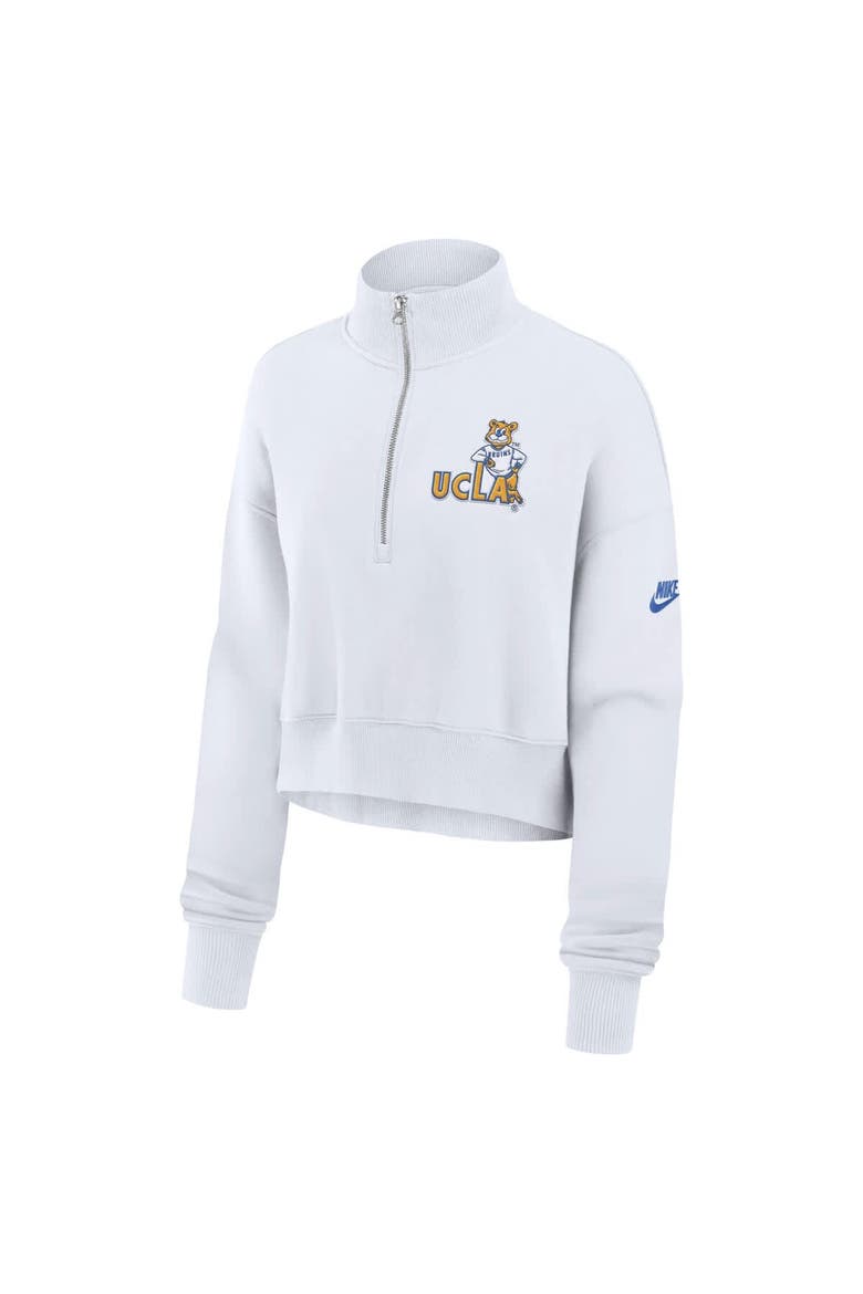 Women's Nike White UCLA Bruins Legacy Elevated Logo Cropped Half-Zip Sweatshirt, Alternate, color, White