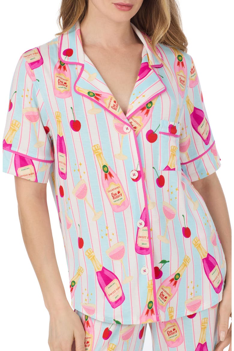 Print Long Pajamas, Alternate, color, BLUE STRIPE