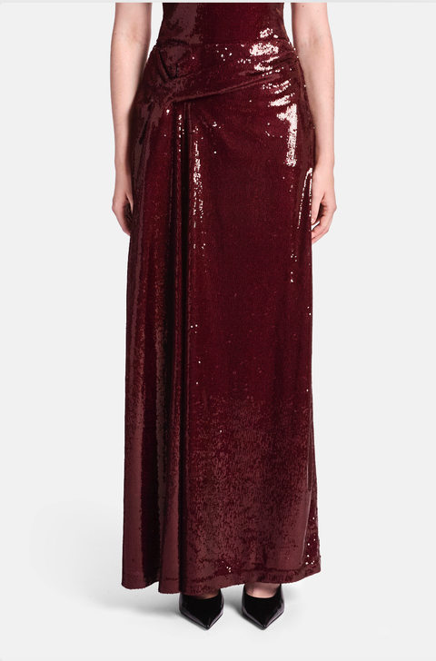 Sequin Draped Maxi Skirt