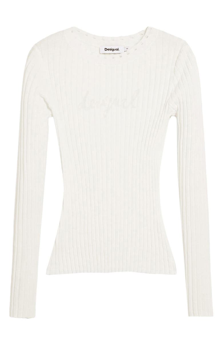 Desigual Long Sleeve Rib T-Shirt, Alternate, color, White