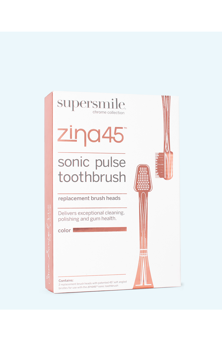 Supersmile Zina45 sonic pulse toothbrush replacement heads, Alternate, color, Chrome Rose