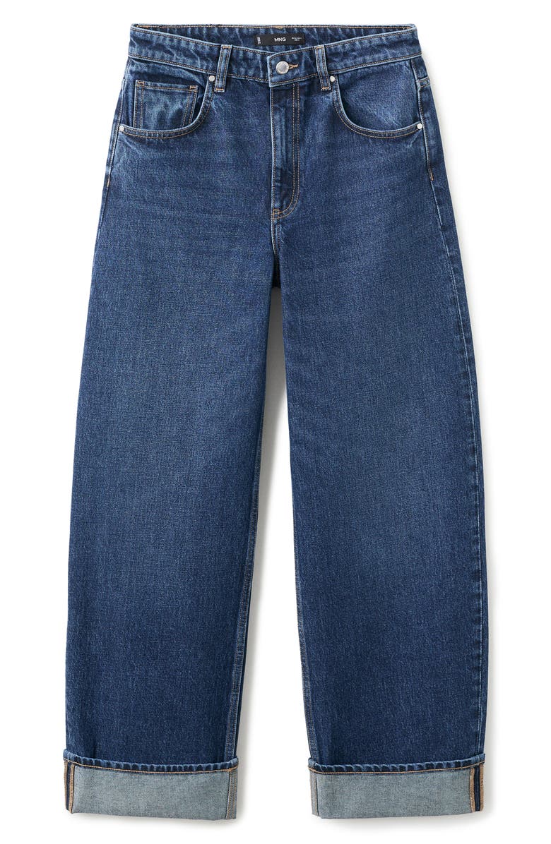 MANGO Cuffed Balloon Jeans, Alternate, color, Dark Blue