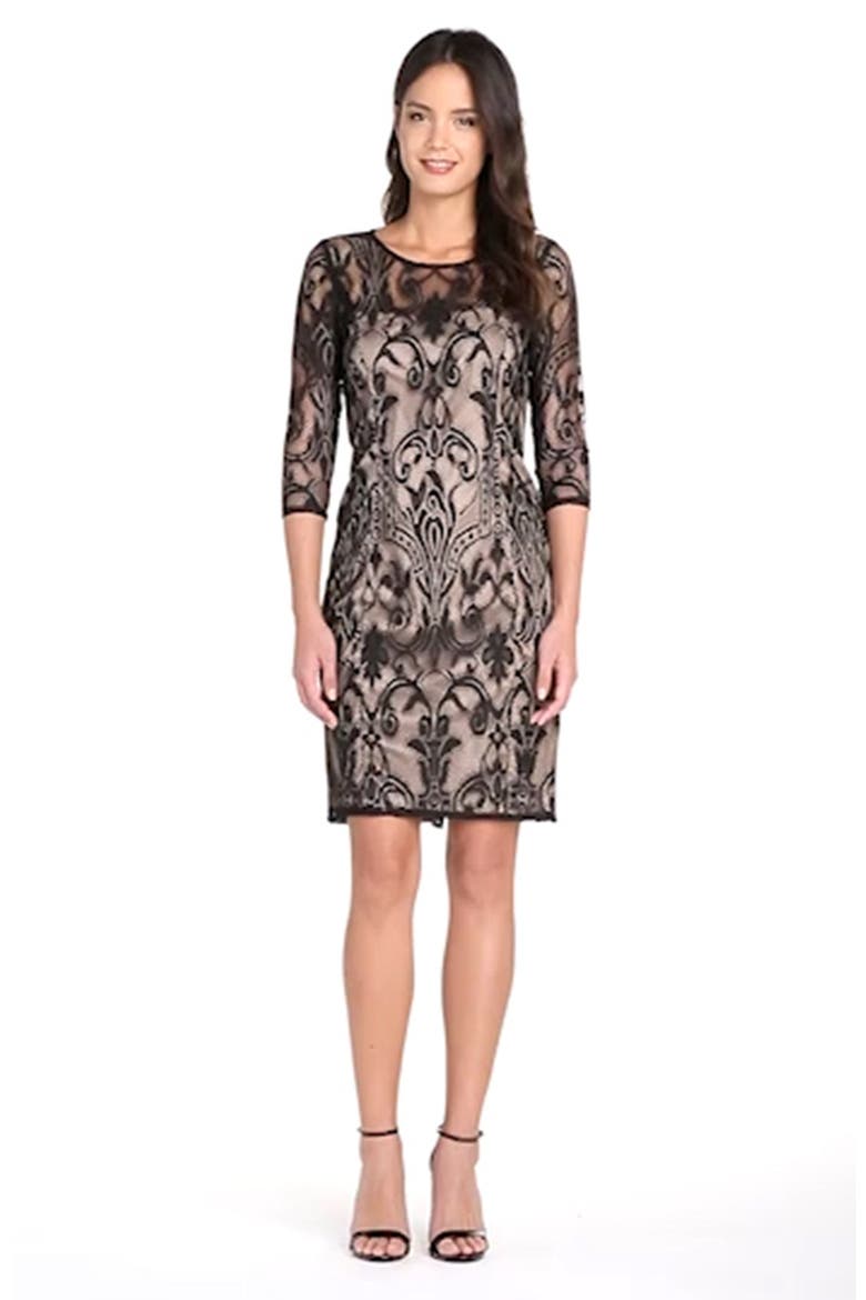 Lace Sheath Dress, Alternate, color, BLACK