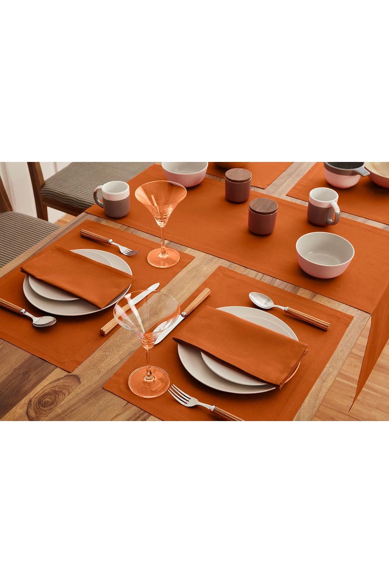 Cotton Linen Plain Placemats Set of 4, 14 x 19" - Dru, Alternate, color, Cinnamon