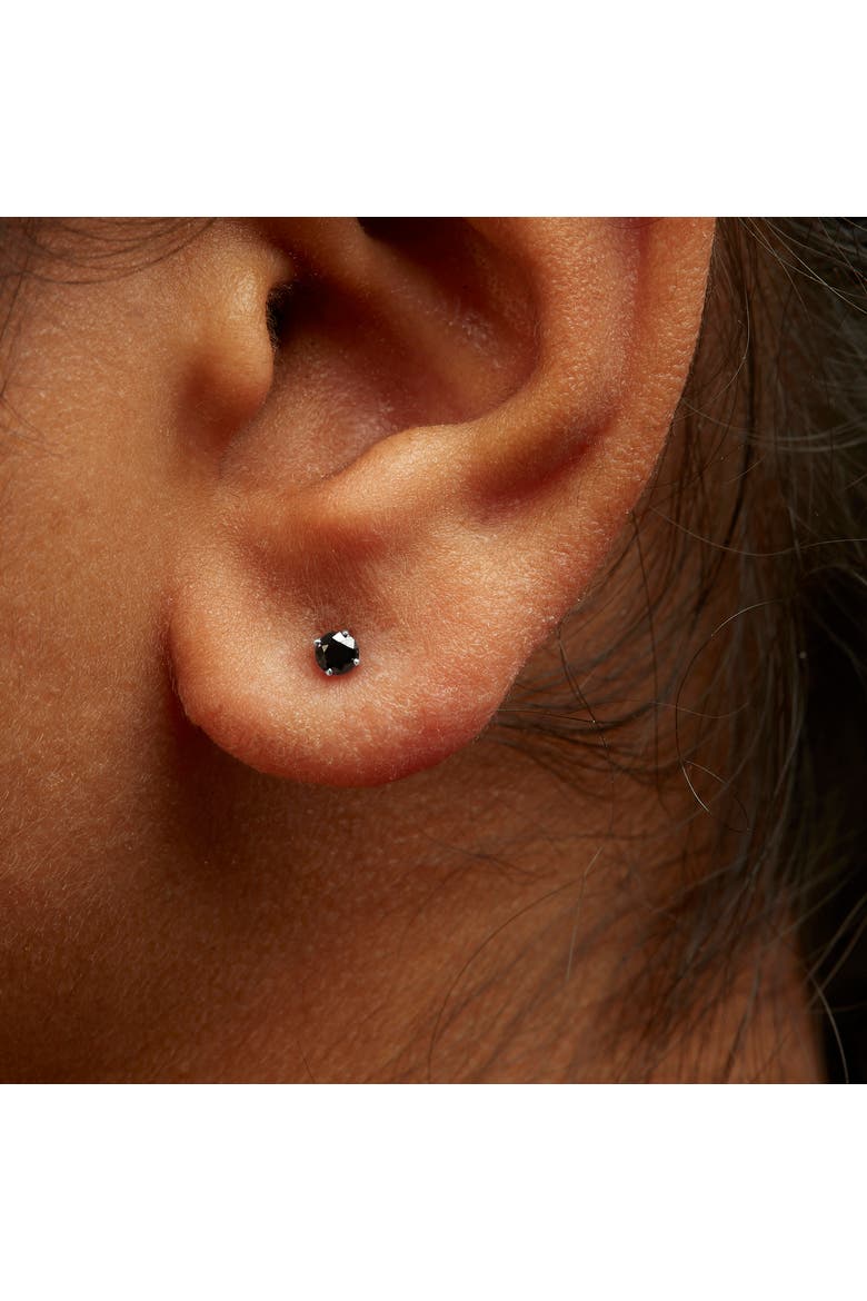 .925 Sterling Silver 1/4 Cttw Black Diamond Solitaire Stud Earrings, Alternate, color, Silver
