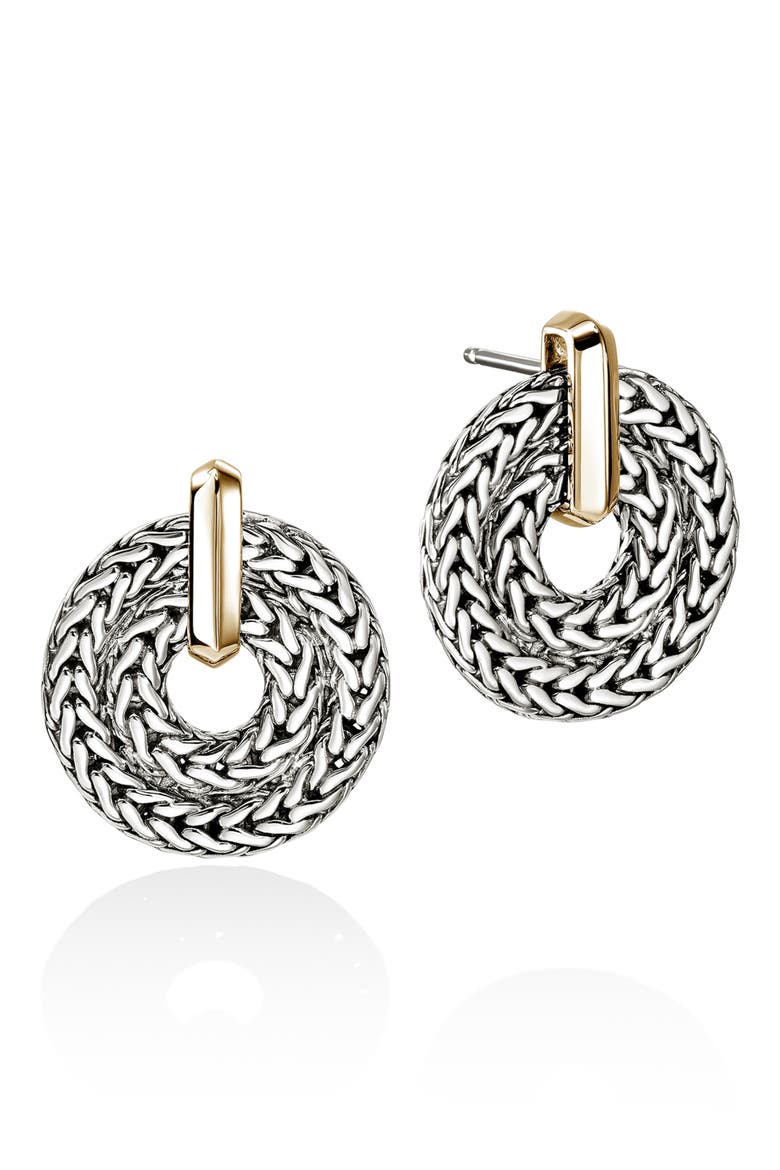 Icon Mixed Metal Drop Earrings, Main, color, SILVER AND GOLD