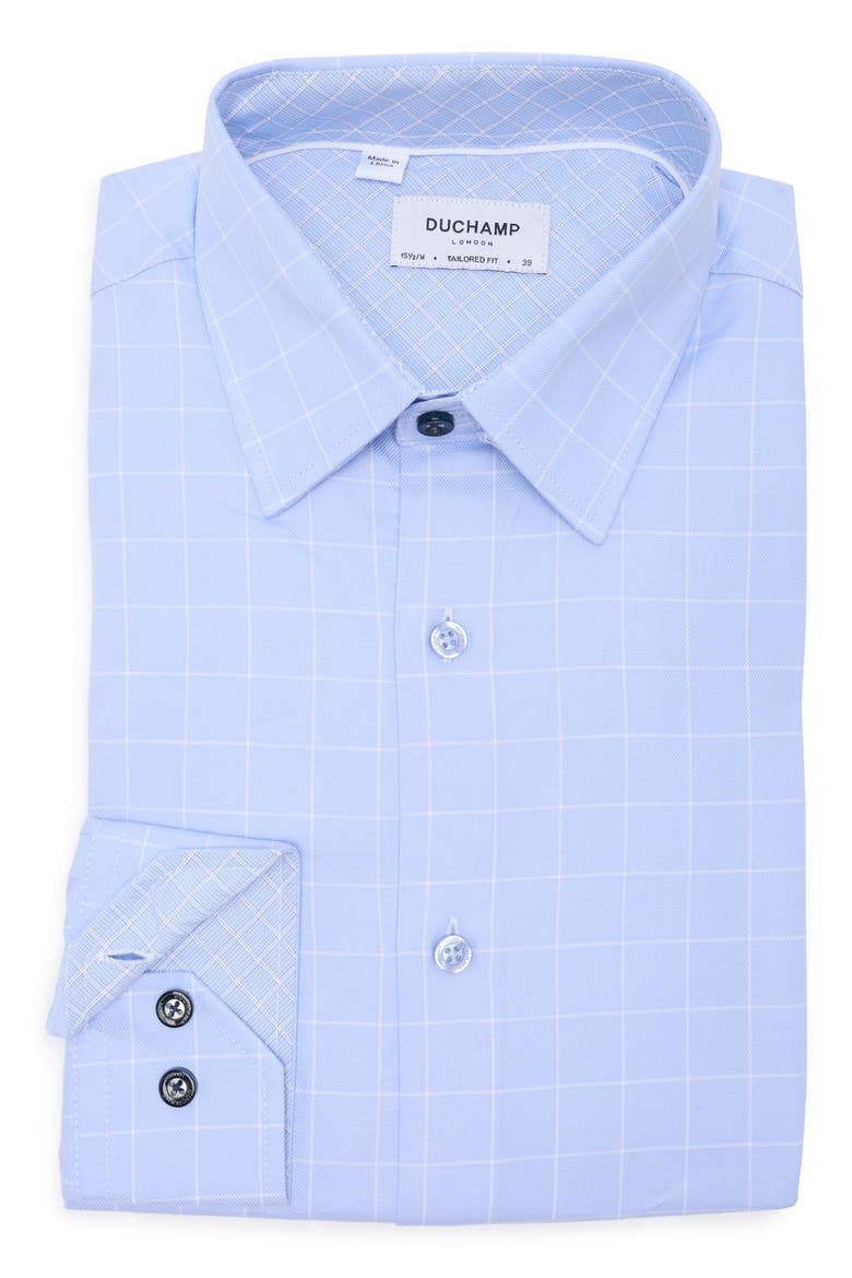 Tailored Fit Cotton Windowpane Dress Shirt, Alternate, color, BLUE
