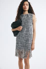 H&M Fringed Bouclé-Weave Dress