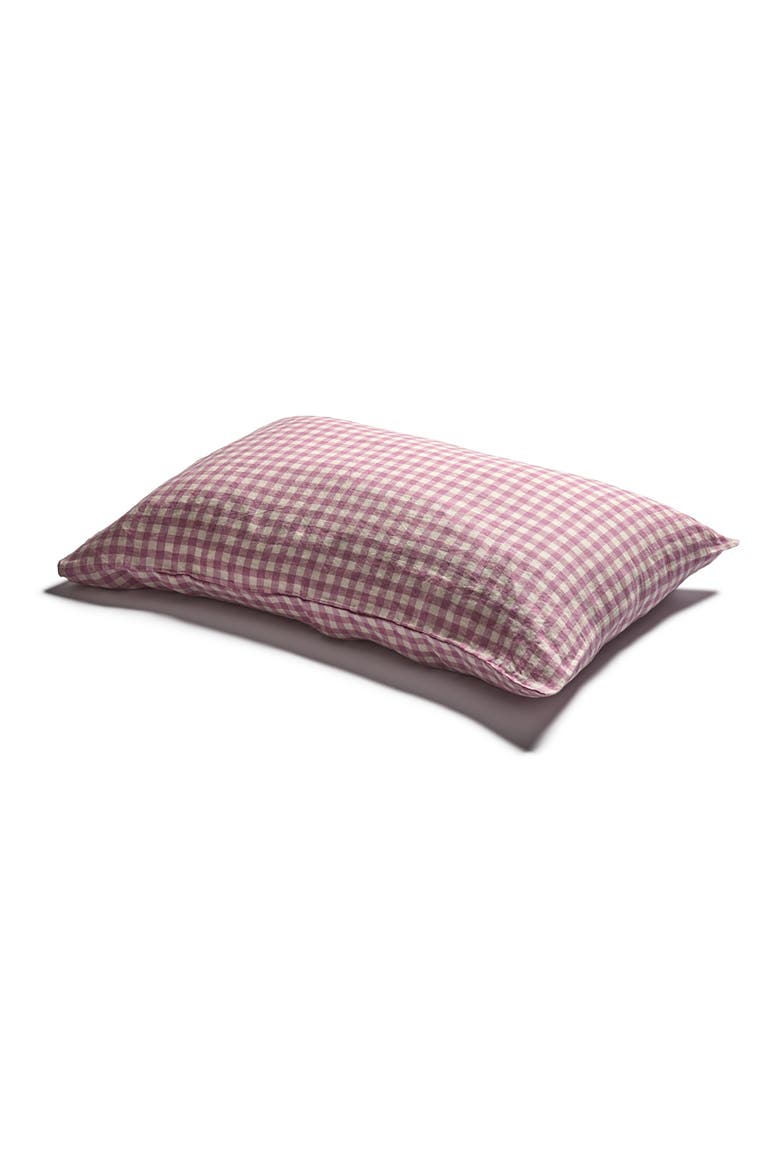 Set of 2 Gingham Linen Pillowcases, Main, color, ORCHID