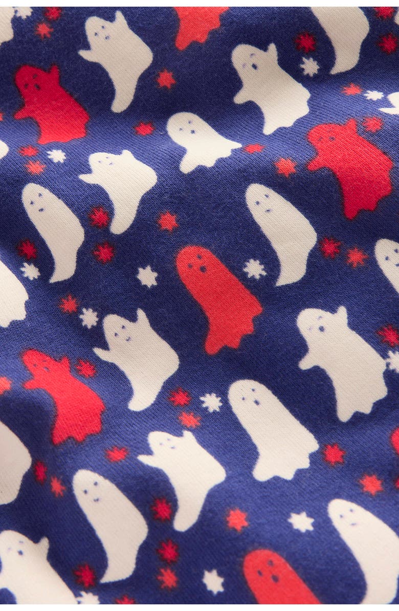Mini Boden Kids' Halloween Print Glow in the Dark Fitted Two-Piece Pajamas, Alternate, color, Twilight Blue Spooky Ghosts