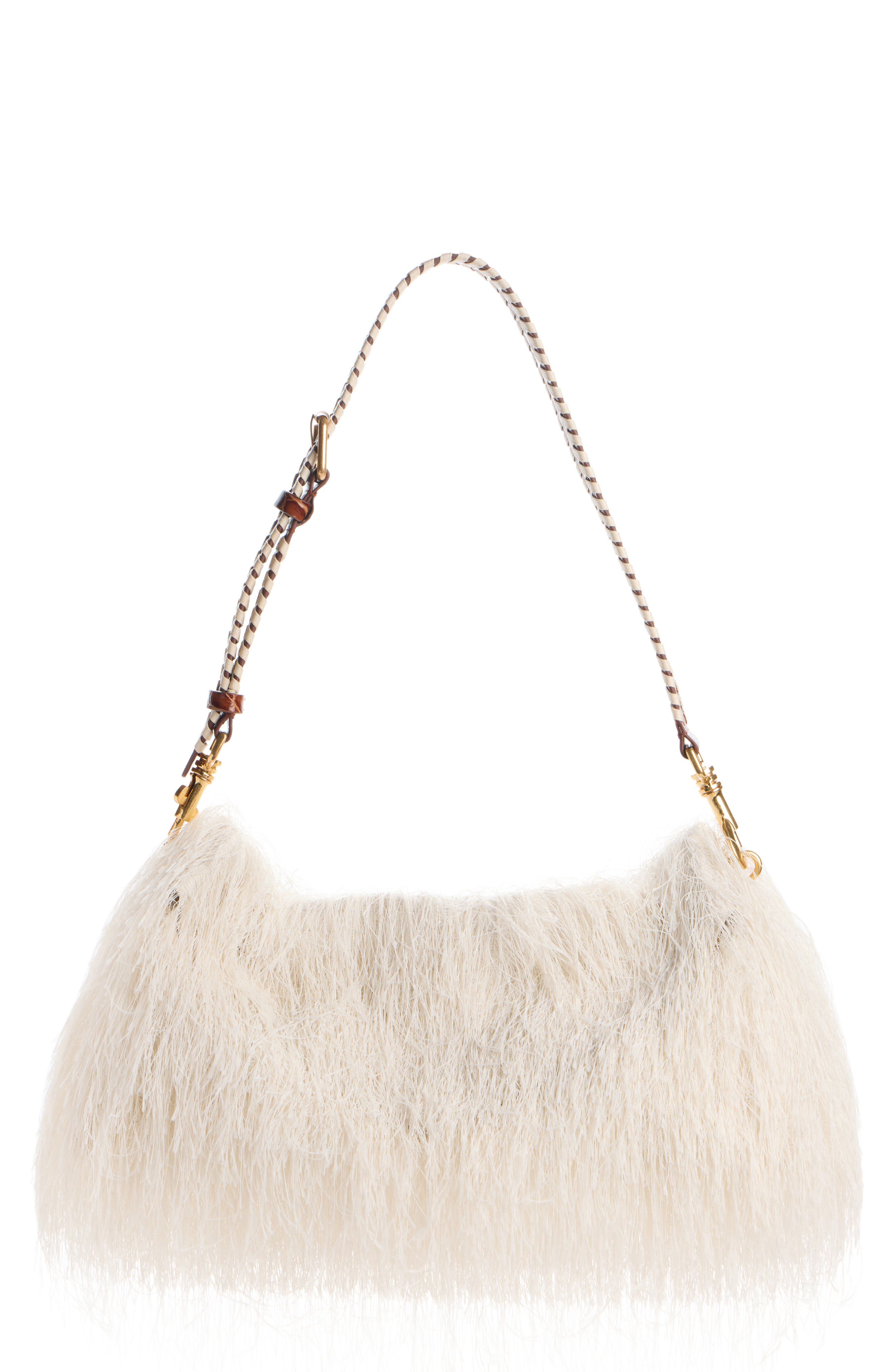 Dries Van Noten Fringe Clutch, Main, color, Ivory 6