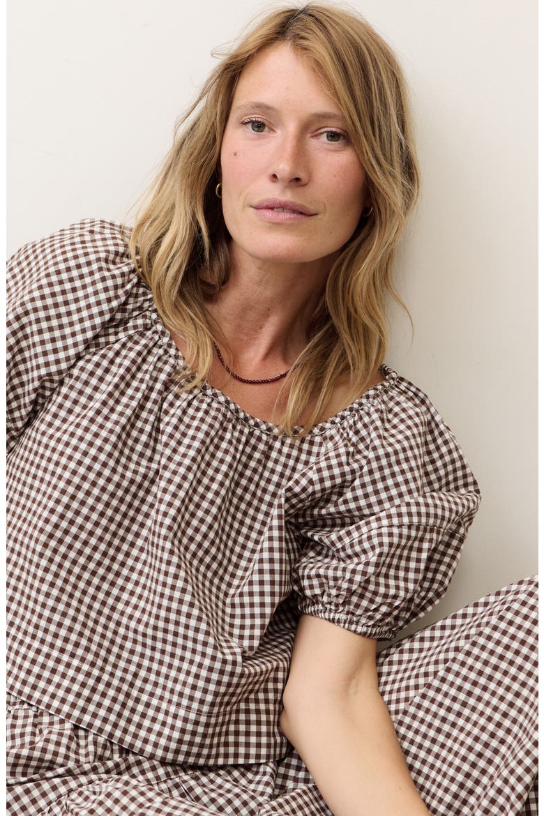 Gia Gingham Pima Cotton Top, Alternate, color, CHOCOLATE GINGHAM