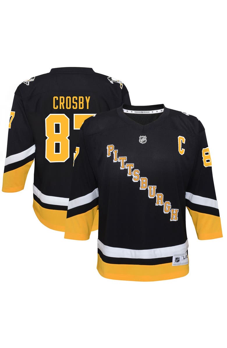 Outerstuff Youth Sidney Crosby Black Pittsburgh Penguins 2021/22 Alternate Replica Player Jersey, Main, color,