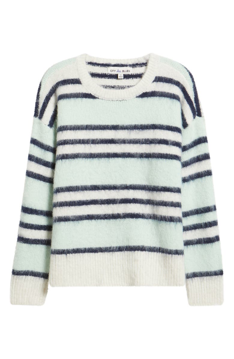 CITY BLUES Stripe Crewneck Sweater, Alternate, color, Mint