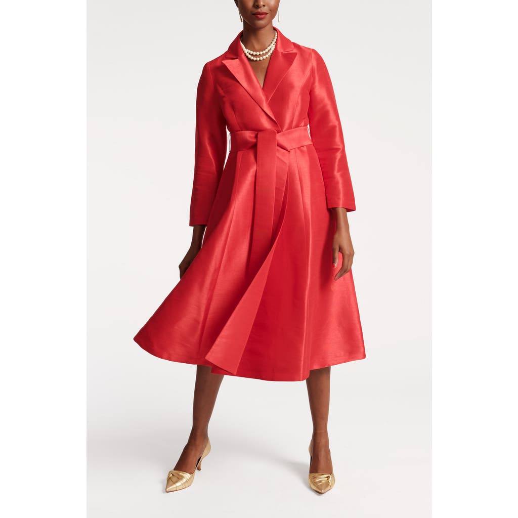 Frances Valentine Lucille Wrap Dress w/Lining Dupioni in Red