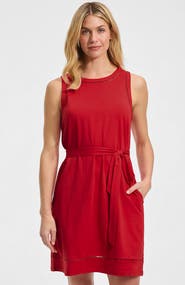 Lands' End Cotton Jersey Crew Neck Sleeveless Shift Dress