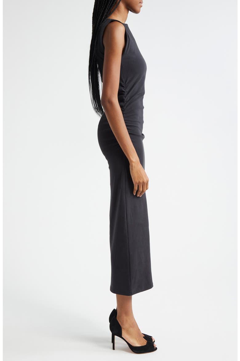 Charissa Sleeveless Stretch Cotton Midi Dress, Alternate, color, BLACK