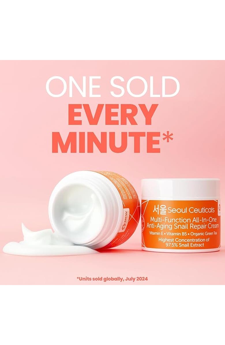 Seoul Ceuticals Korean Skincare Multi-Funcion All-In-One Anti Aging Snail Repair Cream, Alternate, color, White