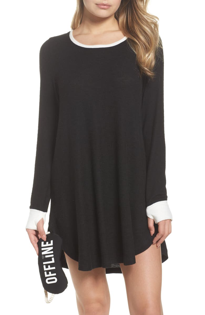 Kensie Sleep Shirt & Eye Mask, Main, color, 