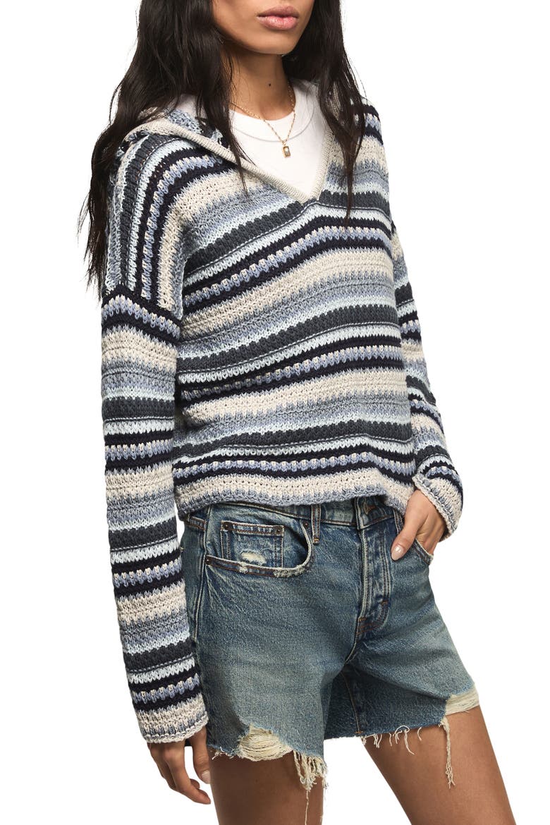 Baja Stripe Crochet Hoodie, Alternate, color, CADET NAVY