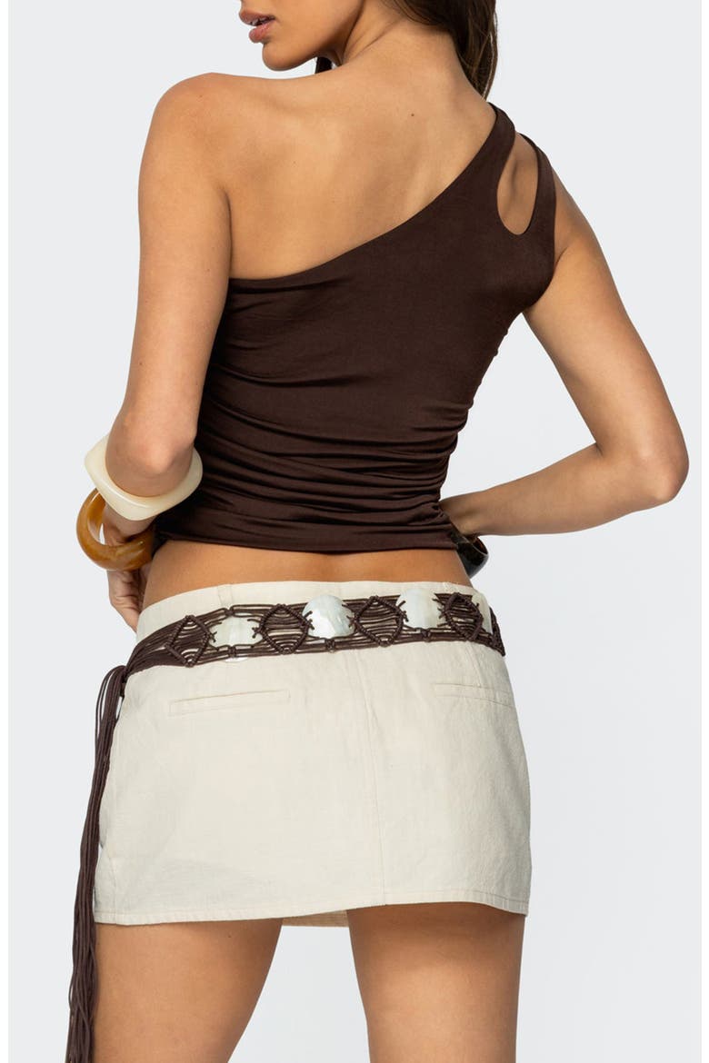 Lina Cutout One-Shoulder Crop Top, Alternate, color, BROWN
