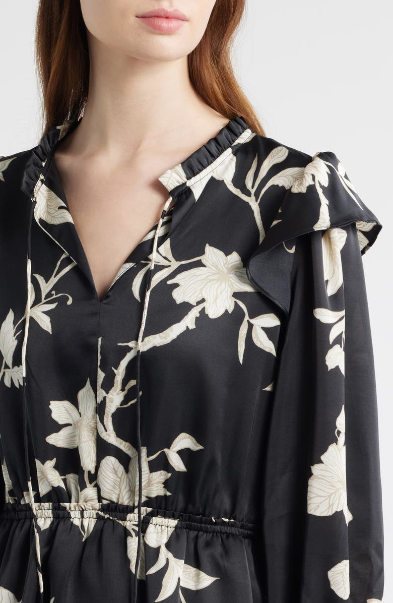 Chelsea28 Floral Long Sleeve Tiered Chiffon Minidress, Alternate, color, Black- Ivory Toile