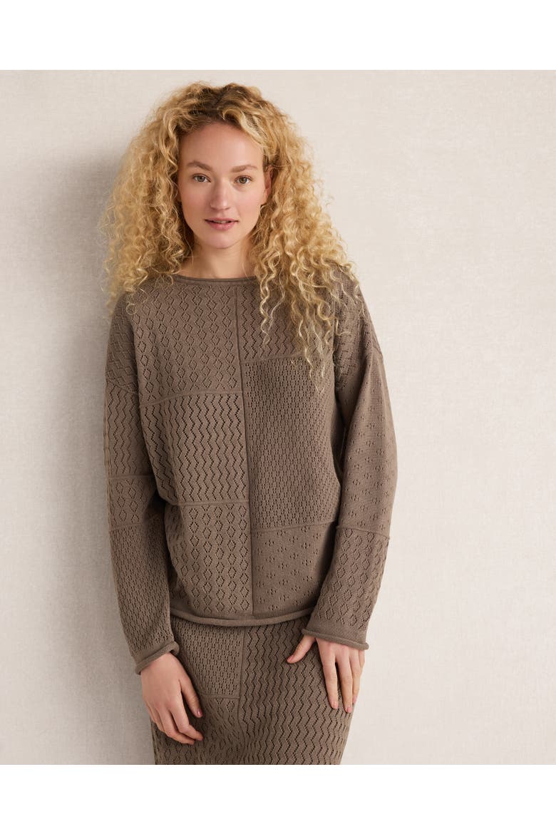 Organic Cotton Mixed Stitch Roll Neck Sweater, Main, color, Carbon