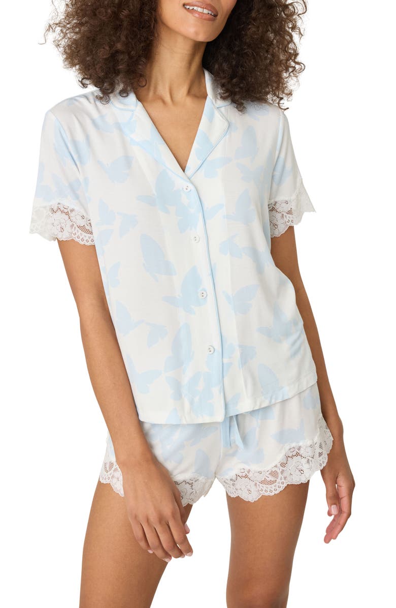 PJ Salvage Forever Lace Trim Pajama Top, Main, color,