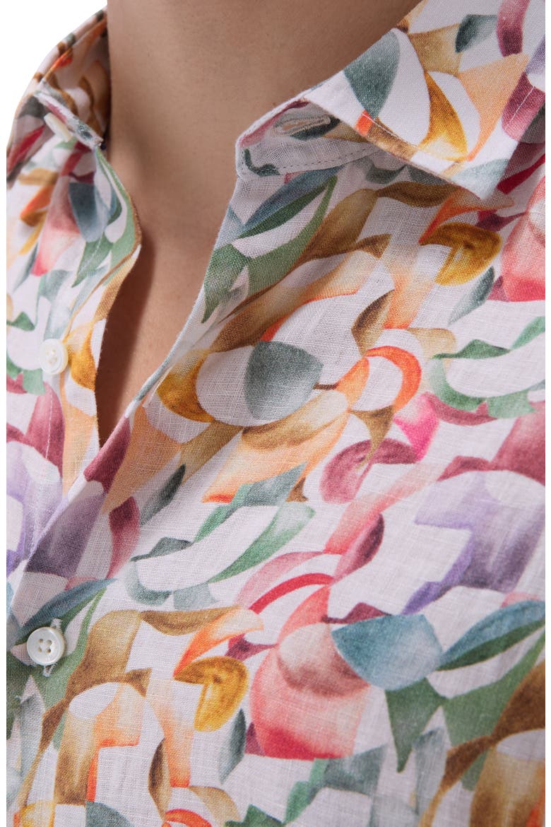 Julian Shaped Fit Linen Button-Up Shirt, Alternate, color, SAND