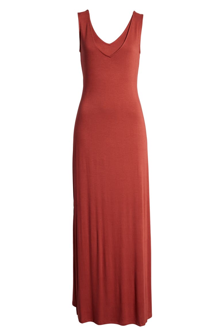 Ansel Tie Back Jersey Maxi Dress, Alternate, color, FADED ROSE