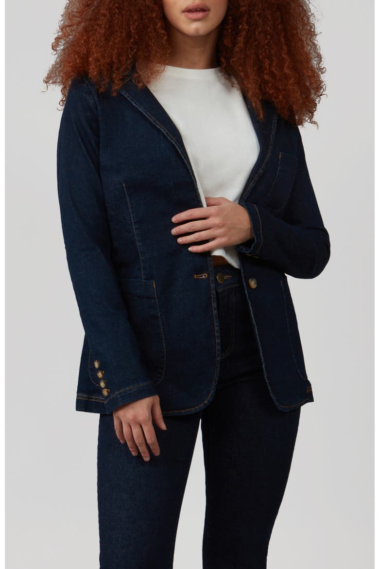 Tilly Denim Blazer, Alternate, color, Dark Rinse Blue