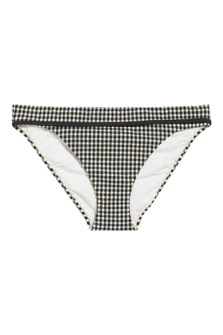 Banded Smocked Hipster Bikini Bottoms, Alternate, color, BLACK/ CREAM