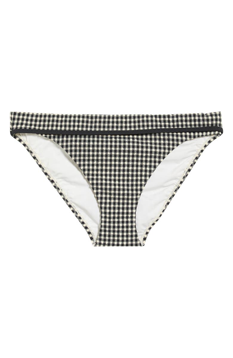 Sanctuary Banded Smocked Hipster Bikini Bottoms, Alternate, color, Black/ Cream