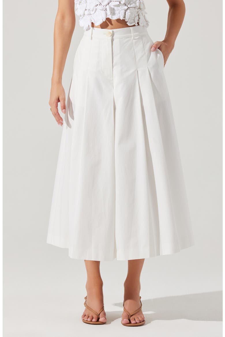 Rowen Pleated Cotton Culottes, Main, color, WHITE