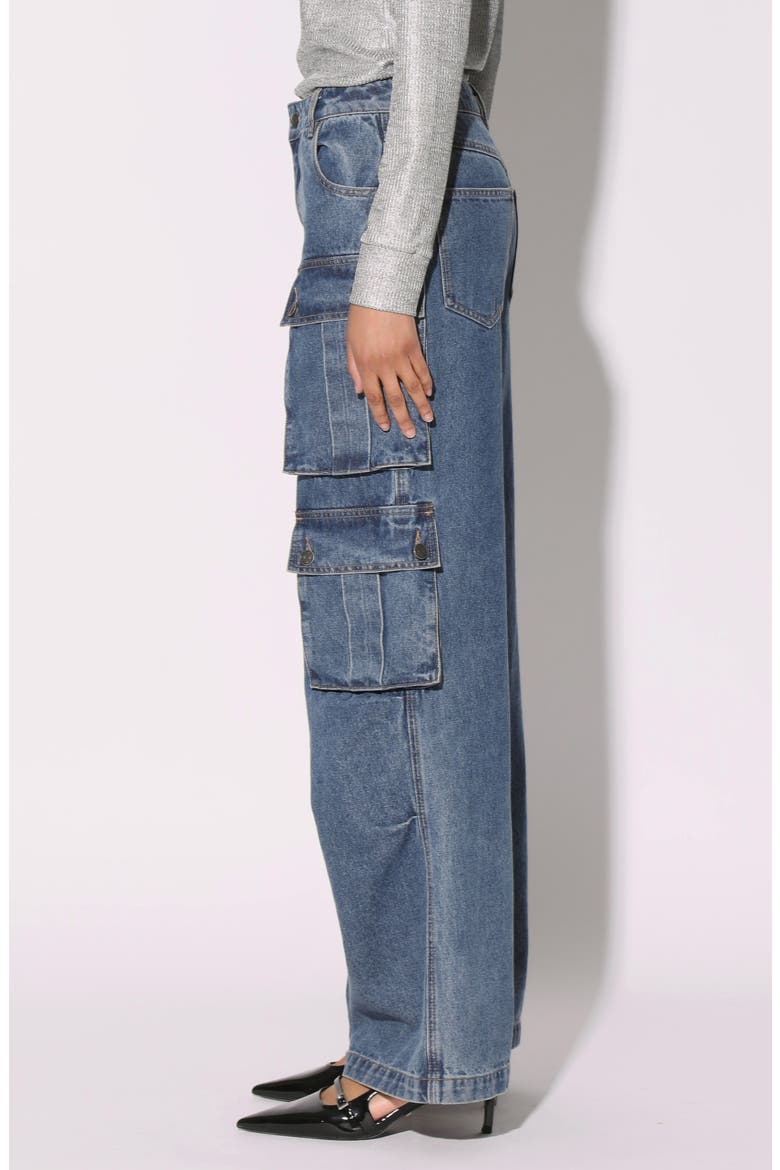 Tyree High Waist Wide Leg Cargo Jeans, Alternate, color, DARK WASH