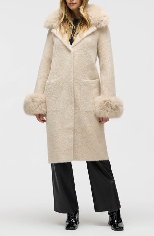 Nvlt Faux Fur Trim Longline Sweater Coat In White