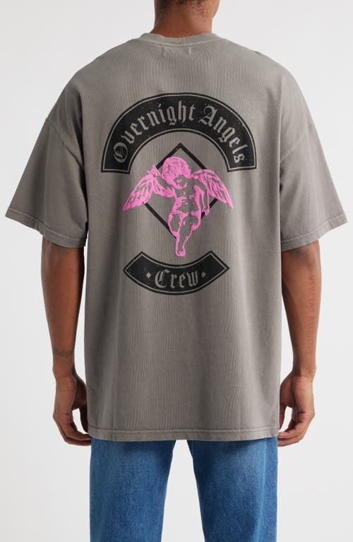 Overnight Angels Crew Originals Color Pop Angel Embroidered T-shirt In Gray