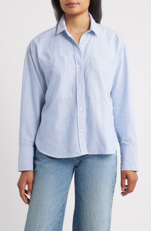 Everly Stripe Cotton Button-Up Shirt
