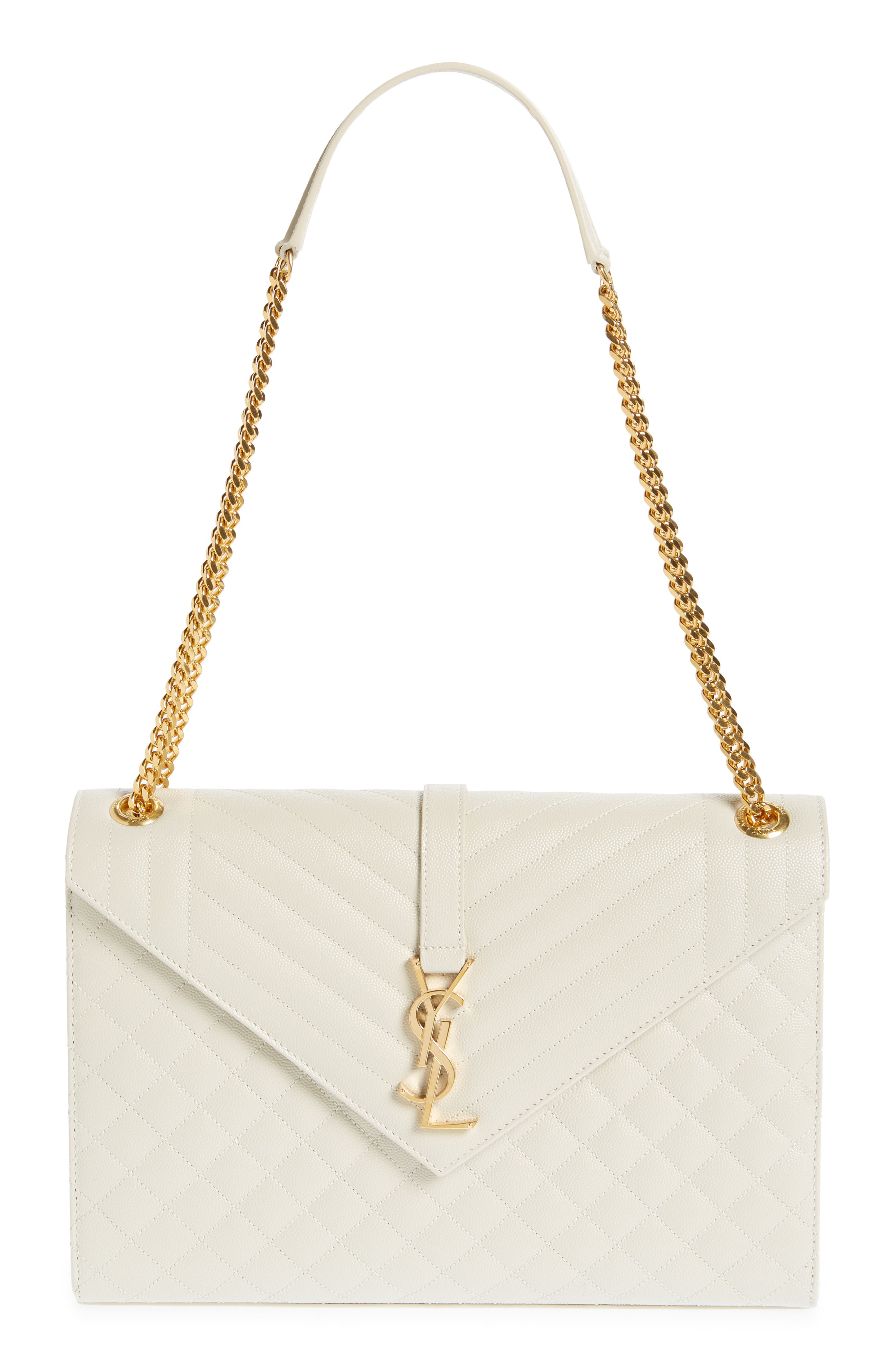 Saint Laurent Large Envelope Calfskin Shoulder Bag, Main, color, 