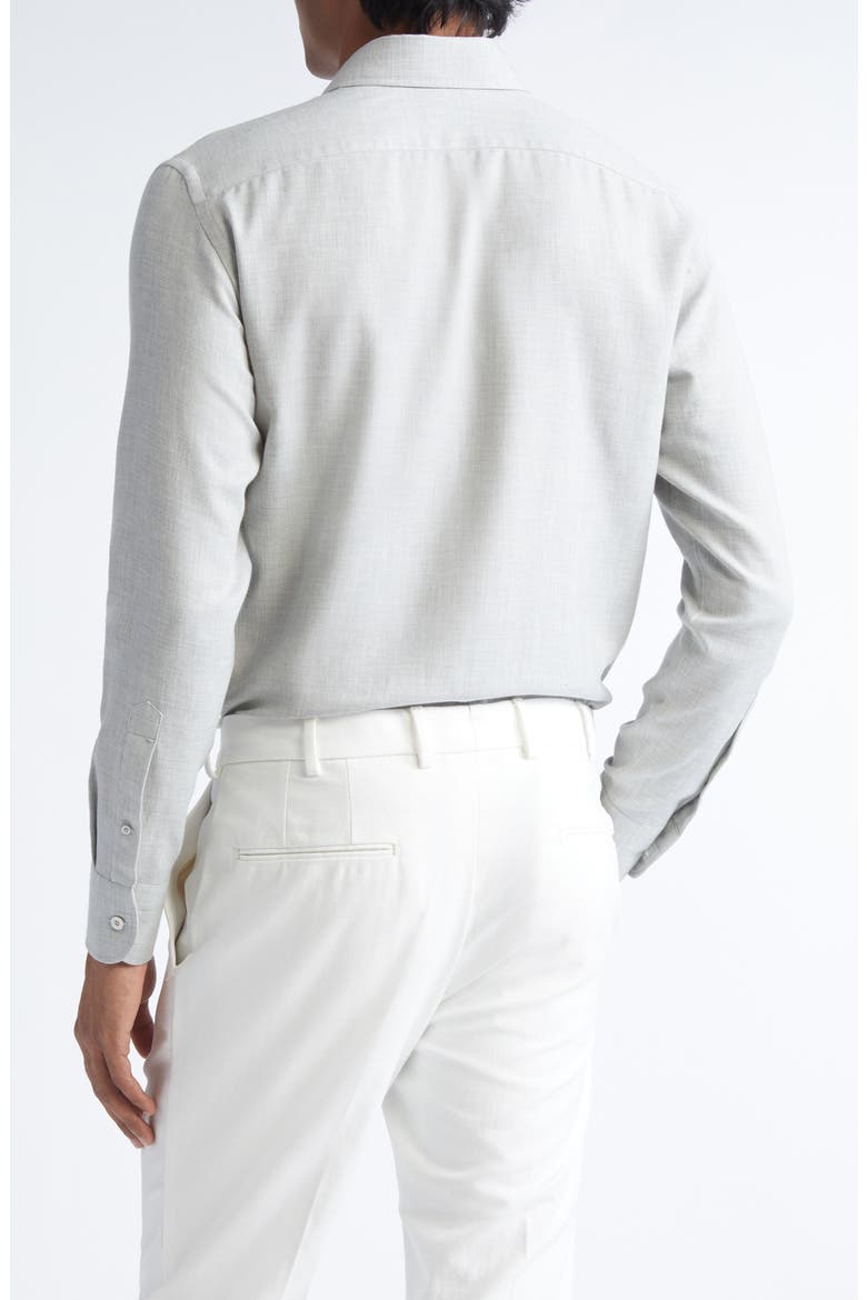 Cotton & Cashmere Mélange Twill Button-Up Shirt, Alternate, color, IG100 GREY